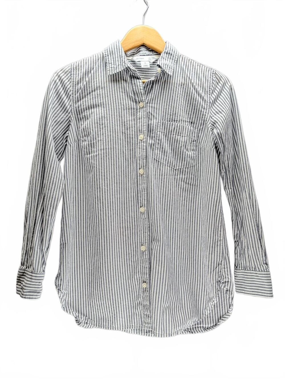 Old Navy XS Striped Button-Up Shirt Long Sleeve Cotton Blend